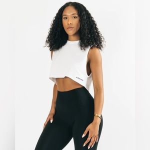 Alphalete Heavy Cotton Cropped Cutoff - White